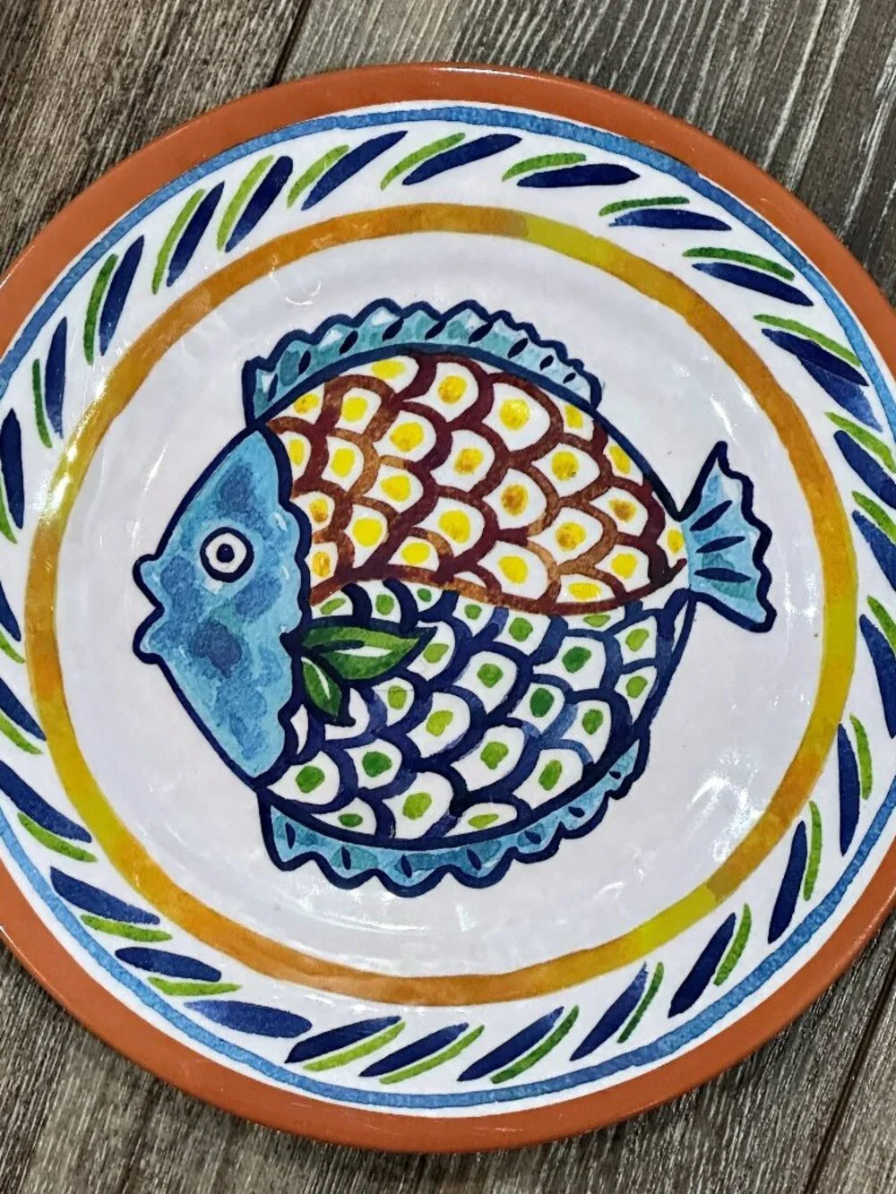 Cottonwood Home 6 Melamine Salad Plates Fish Nautical Sea Ocean Theme 8.5 Inch